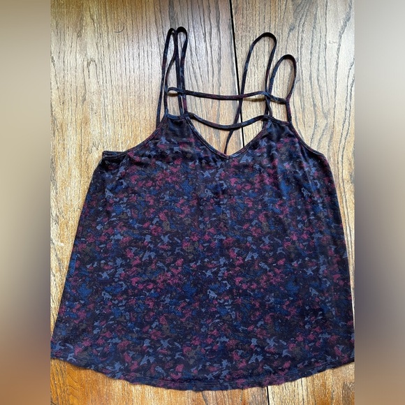 RVCA Cage Racerback Sleeveless Top Women's Medium Purple Print - Picture 1 of 3